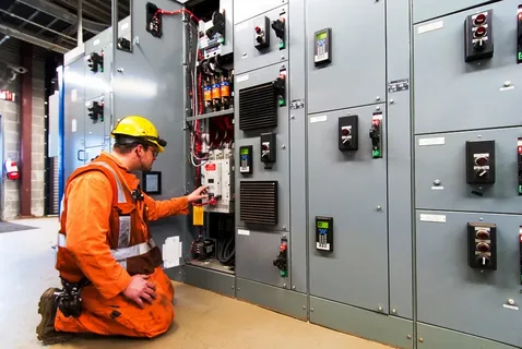 Professional Commercial Electricians in Hawke’s Bay inspecting electrical systems in a Hawke’s Bay business building ensuring safety and efficiency