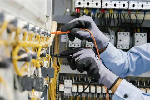 Electrician checking power points and wiring for electrical safety in a Napier property