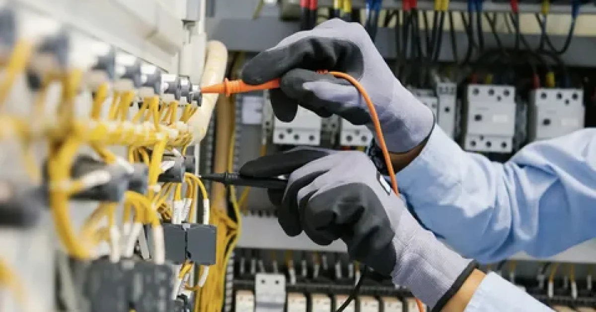 Electrician checking power points and wiring for electrical safety in a Napier property